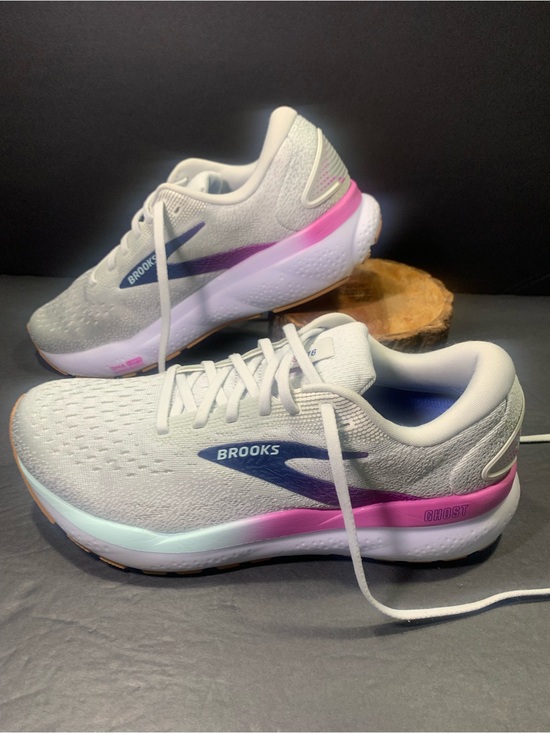 Brooks Shoes - Brooks Ghost 16 Women’s Gray Blue Pink Running Walking Sneakers Shoe Size- 10